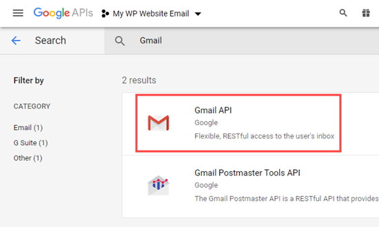 Выбор API Gmail