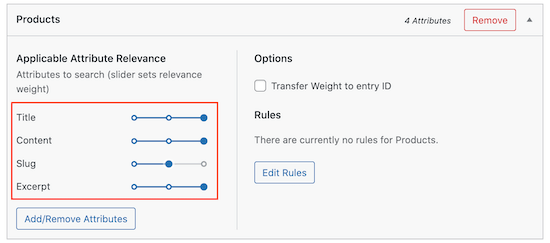 The SearchWP attribute relevance scale