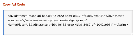 Copy Amazon ad code