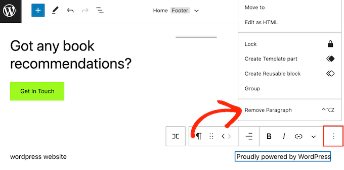 Erasing the Powered By WordPress links utilizing the full-site editor