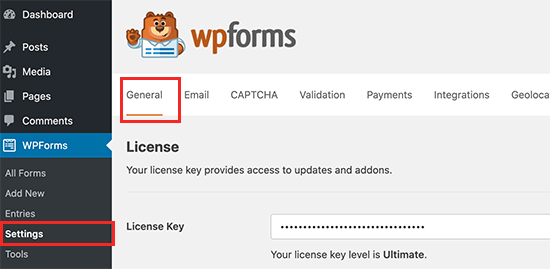 WPForms 设置