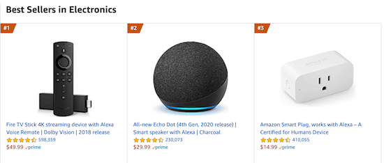 Amazon popular products example