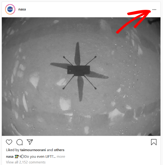 Click the three dots in the Instagram post