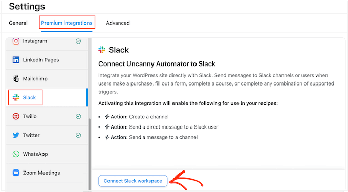 Подключение Uncanny Automator к Slack