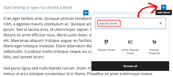 Add Gutenberg popular posts block