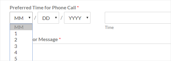 Date Dropdown Wpforms