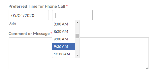 Default Time Picker