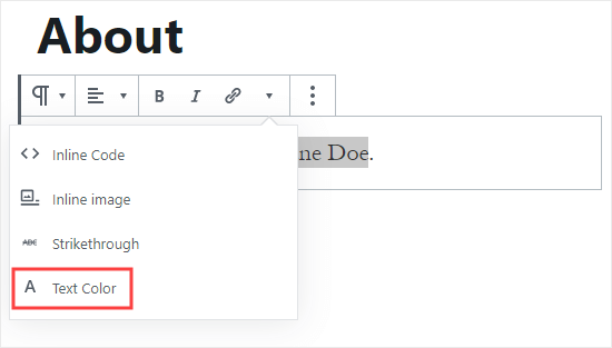 Select Text Color From Dropdown