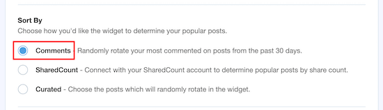 Sort by most commented