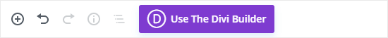 Fai clic sul pulsante viola nella parte superiore dello schermo per iniziare a utilizzare Divi Builder