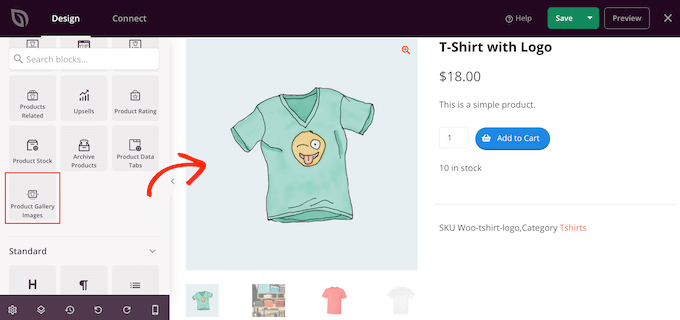 A WooCommerce item image gallery