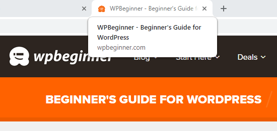 WPBeginner's tagline shown in the title tag
