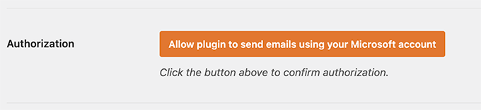 Allow the plugin to send emails using your Microsoft account