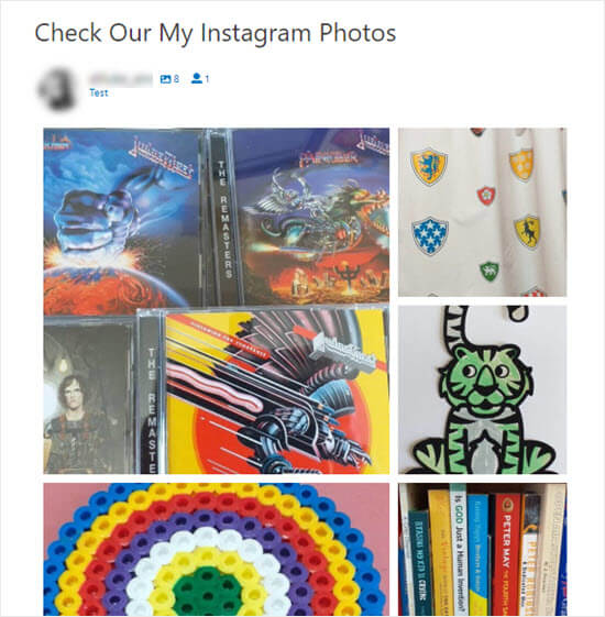 Le foto di Instagram sul sito, disposte in un layout di evidenziazione