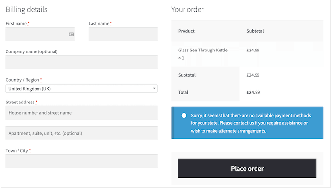 The default WooCommerce checkout