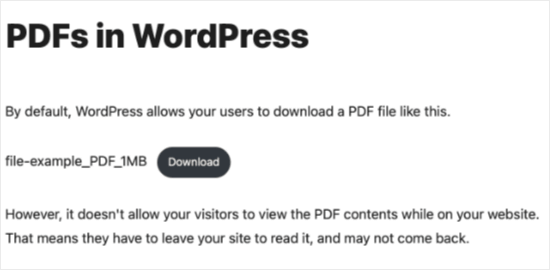 По умолчанию PDF-файлы добавляются как ссылки для скачивания