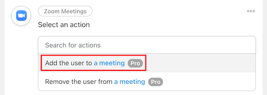 Выберите добавить пользователя на встречу