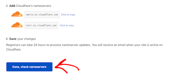 Check Cloudflare nameservers