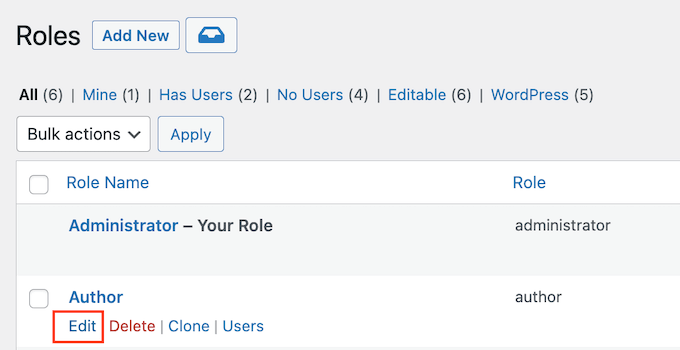 How to edit a user role in WordPress