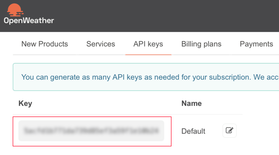 OpenWeatherMap API Key
