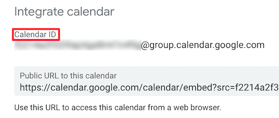 Copy calendar ID