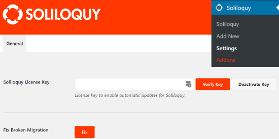 Enter your Soliloquy license key