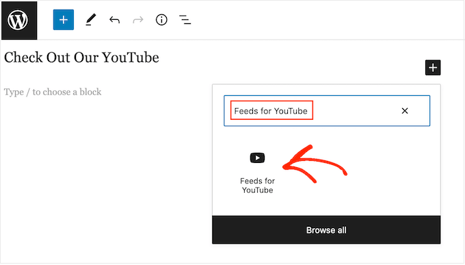 Adding the latest YouTube videos to a WordPress block