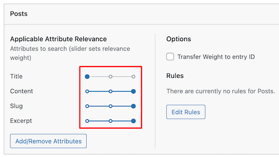 Customize search engine weight