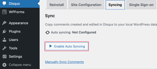 Make Sure You Have Enabled Syncing Between Disqus and WordPress