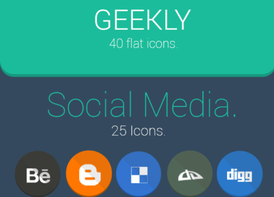 Geekly flat and social icons