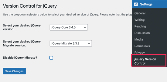 jQuery version control
