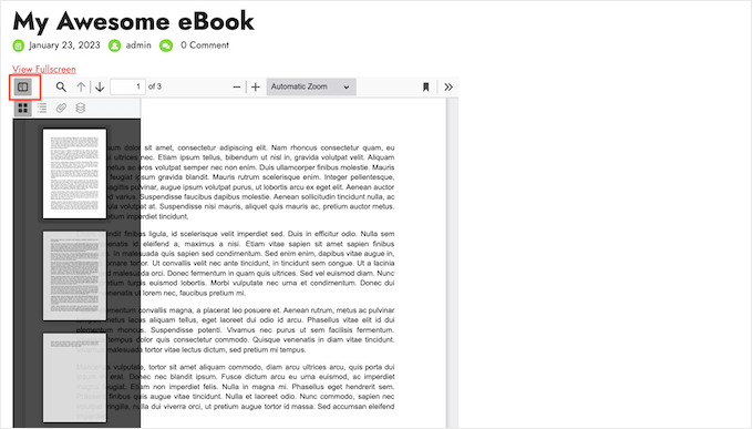 WordPress'te PDF görüntüleyiciye bir kenar çubuğu ekleme