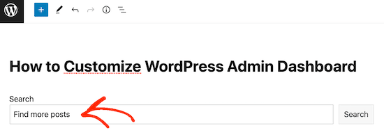 Добавление заполнителя в строку поиска WordPress