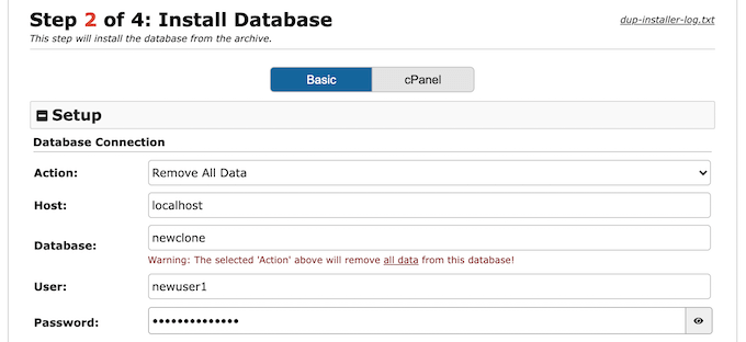 Add database information