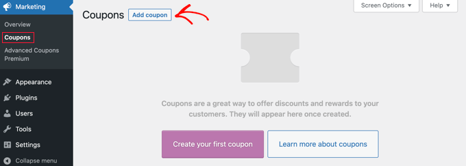 Click the Add Coupon Button
