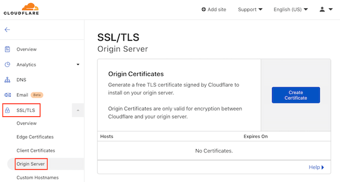 Как создать сертификат Cloudflare Origin