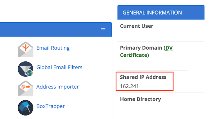 Получение вашего IP-адреса в cPanel