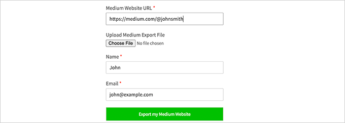 Enter your Medium profile URL