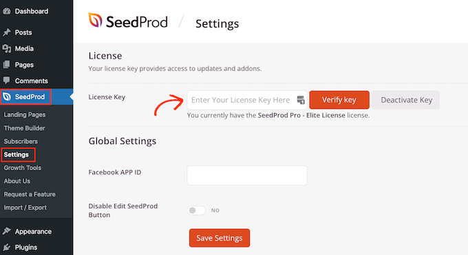 验证您的 SeedProd 许可证