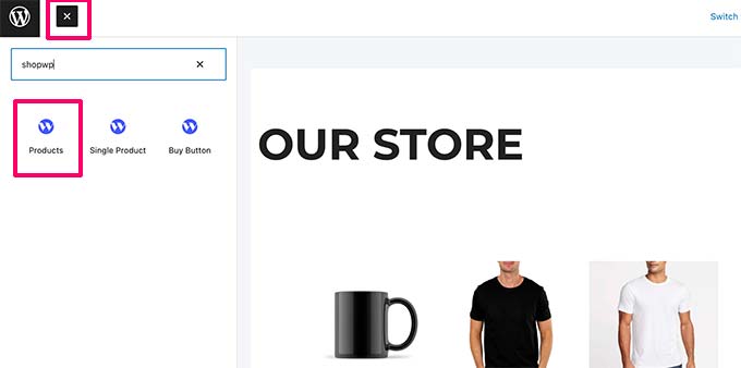 ShopWP Products block