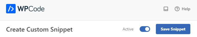 Activate and save snippet in WPCode