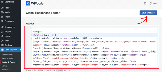 Gunakan plugin WPCode untuk mempromosikan Pixel Code dengan mudah di situs web Anda