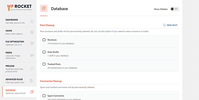 Optimize database