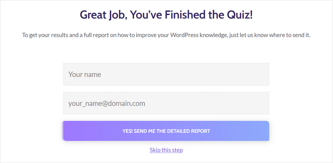 Add an opt-in gate to your quiz