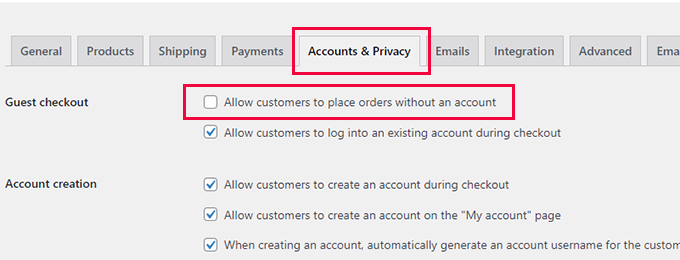 Require users to create an account