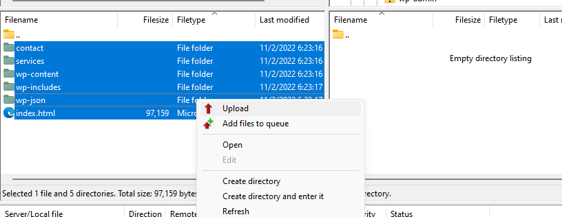 Upload static files