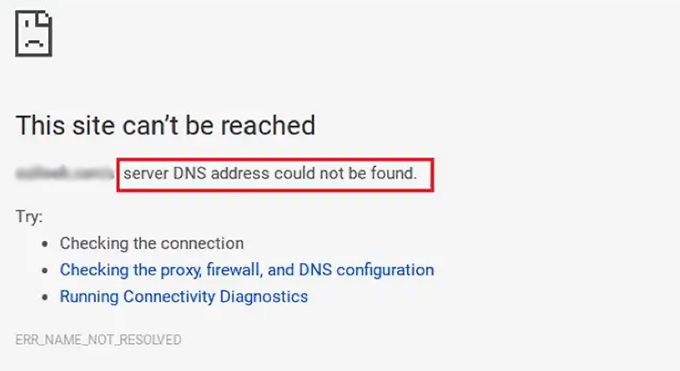 پیش نمایش خطای عدم پاسخگویی سرور DNS