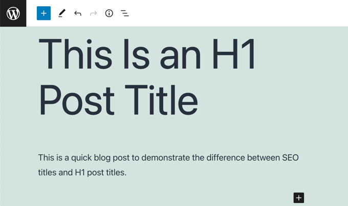 Menambahkan Judul Posting H1 di Editor Blok WordPress
