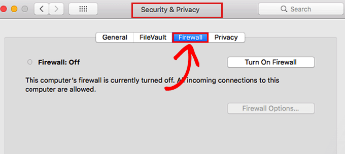 Mac'te Güvenlik Duvarını kapatın
