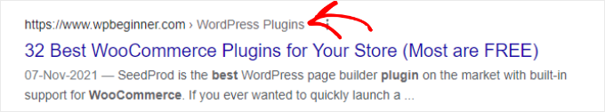 Breadcrumb Navigation Links in Search Results